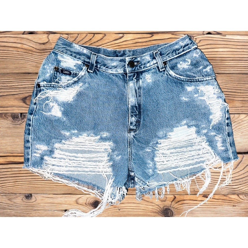 D2 Lee Handmade Cutoff Jean Shorts Women's Size 4 6 Distressed Destroyed‎